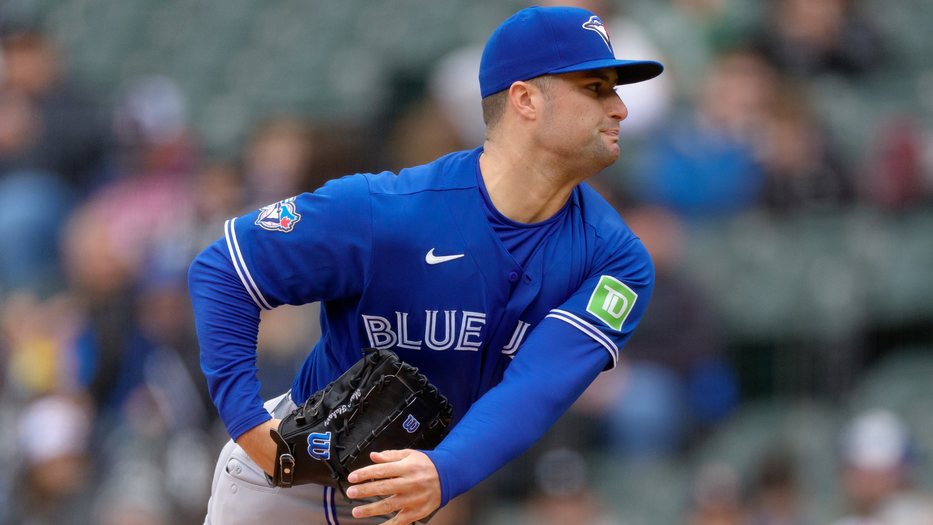 Mason Fluharty #68 of the Toronto Blue Jays pitches in the first inning of a game against the Chicago White Sox at Rate Field on April 4, 2026 in Chicago, Illinois. (Photo by Matt Dirksen/Getty Images)