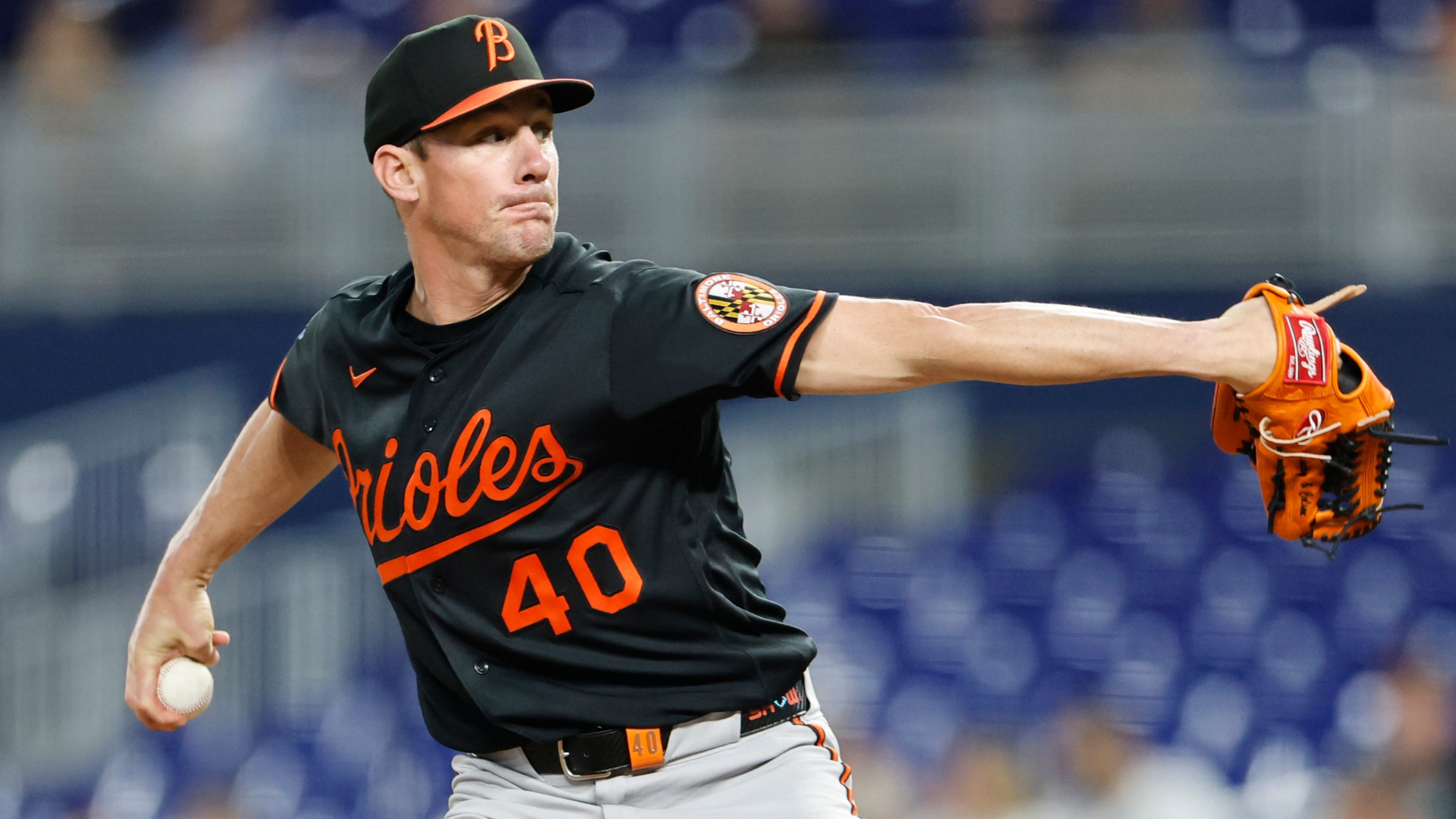 Chris Bassitt #40 of the Baltimore Orioles delivers during the first inning against the Miami Marlins at loanDepot park on May 05, 2026 in Miami, Florida. (Photo by Carmen Mandato/Getty Images)