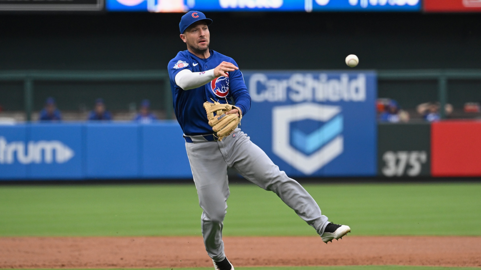 Alex Bregman #3 of the Chicago Cubs throws to first base for an out against the St. Louis Cardinals in the first inning at Busch Stadium on May 31, 2026 in St Louis, Missouri. (Photo by Joe Puetz/Getty Images)