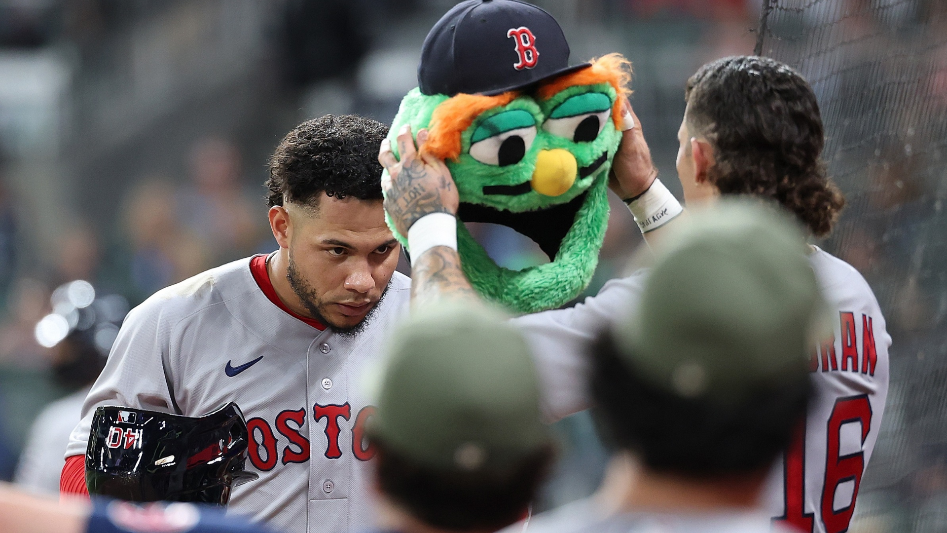 Willson Contreras #40 of the Boston Red Sox celebrates hitting a two-run homer in the eighth inning against the Atlanta Braves at Truist Park on May 16, 2026 in Atlanta, Georgia. (Photo by Kevin C. Cox/Getty Images)