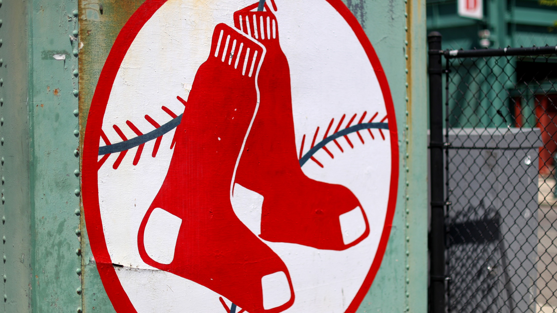 A view of the Red Sox logo outside of Fenway Park on May 20, 2020 in Boston, Massachusetts. (Photo by Maddie Meyer/Getty Images)