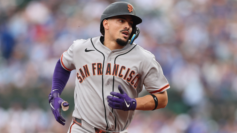 Willy Adames #2 of the San Francisco Giants rounds the bases after hitting a two-run home run off Edward Cabrera #30 of the Chicago Cubs (not pictured) during the first inning at Wrigley Field on June 05, 2026 in Chicago, Illinois. (Photo by Michael Reaves/Getty Images)