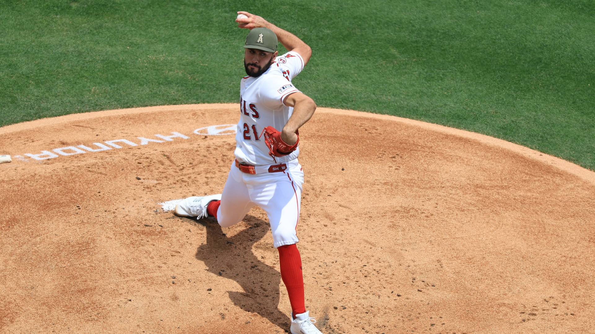 Grayson Rodriguez #21 of the Los Angeles Angels pitches during the second inning of a game against the Los Angeles Dodgers at Angel Stadium of Anaheim on May 17, 2026 in Anaheim, California. (Photo by Sean M. Haffey/Getty Images)