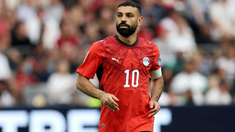 Mohamed Salah #10 of Egypt looks on.