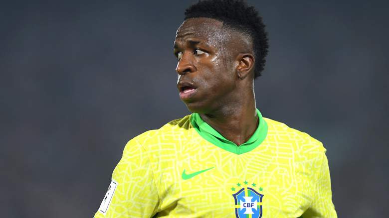 Vinicius Junior of Brazil reacts.