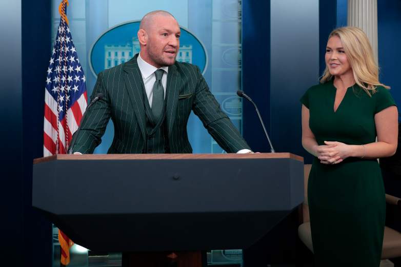 Former Irish MMA Fighter Conor McGregor Speaks To The Press At The White House Before Meeting With President Trump