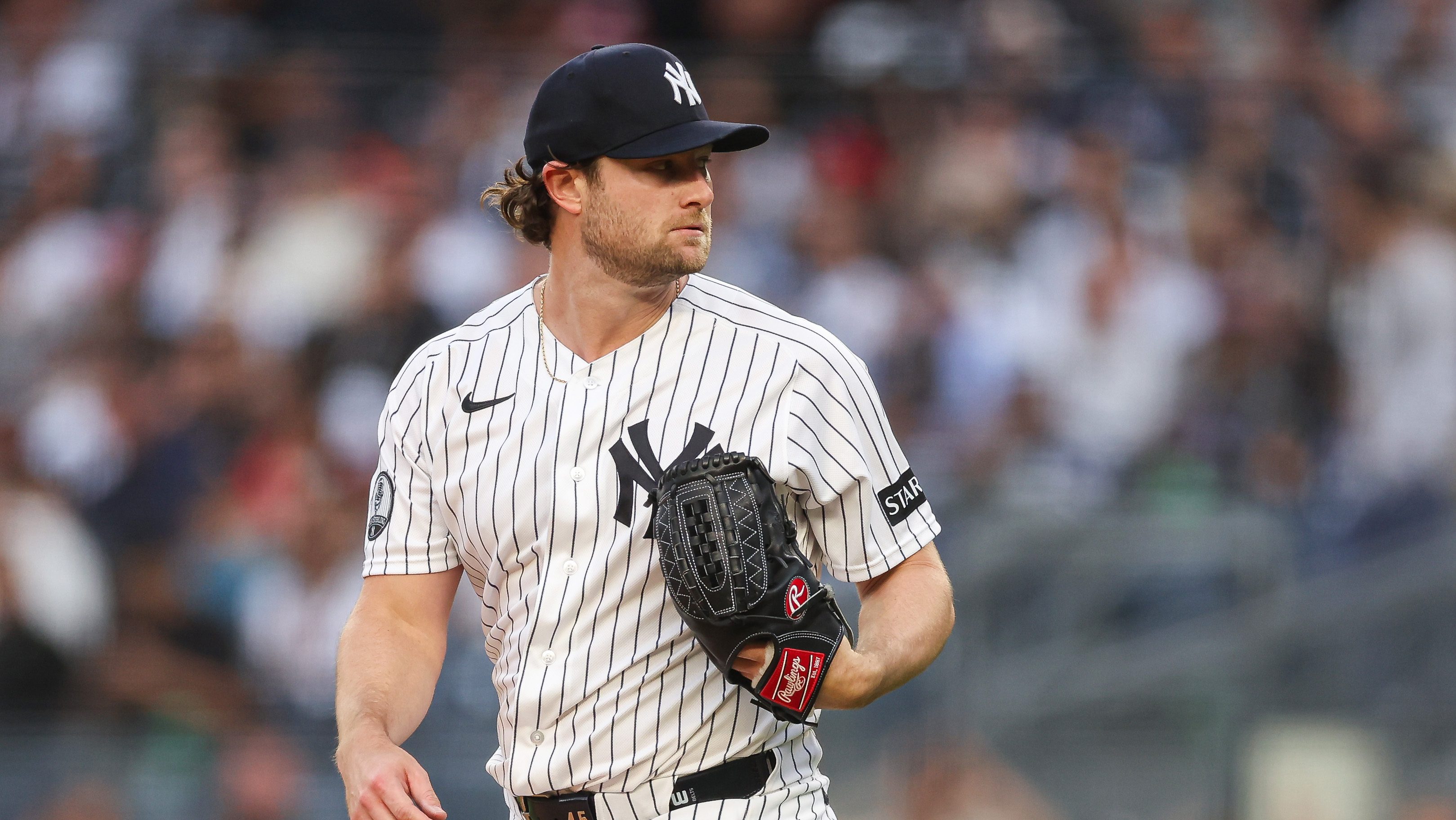 New York Yankees starting pitcher Gerrit Cole faces the Tampa Bay Rays at Yankee Stadium on May 22, 2026.