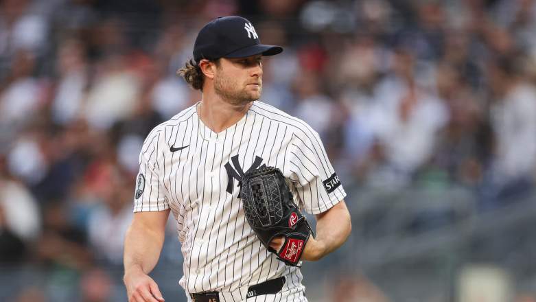 New York Yankees starting pitcher Gerrit Cole faces the Tampa Bay Rays at Yankee Stadium on May 22, 2026.