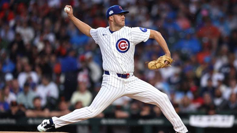 Chicago Cubs starting pitcher Jameson Taillon pitches against the San Francisco Giants at Wrigley Field on June 7, 2026.