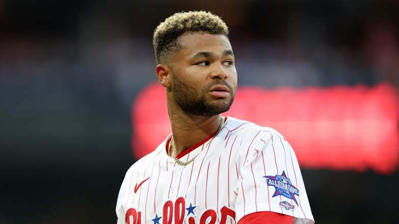 Philadelphia Phillies center fielder Justin Crawford plays the Texas Rangers at Citizens Bank Park on March 26, 2026. It was also Crawford's MLB debut.