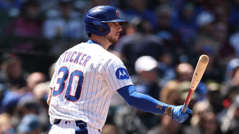 Chicago Cubs right fielder Kyle Tucker bats against the San Francisco Giants at Wrigley Field during the 2025 season.