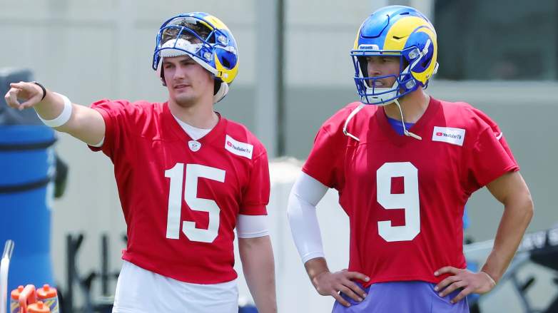 Los Angeles Rams quarterbacks Ty Simpson and Matthew Stafford