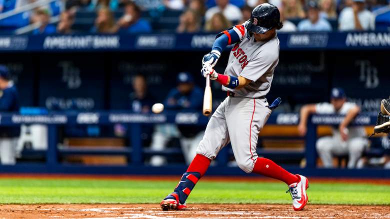 Marcelo Mayer #11 of the Boston Red Sox bats.