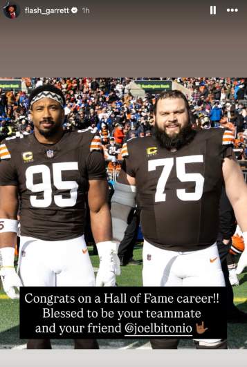 Ex-Browns Star Myles Garrett Sends Message to Joel Bitonio After Retirement
