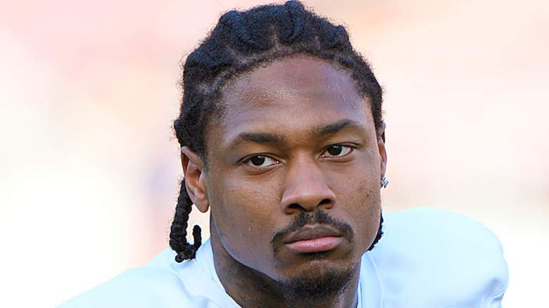 Former Buffalo Bills wide receiver Stefon Diggs looks on before an NFL game as the league reaches a final decision in its investigation under the Personal Conduct Policy.