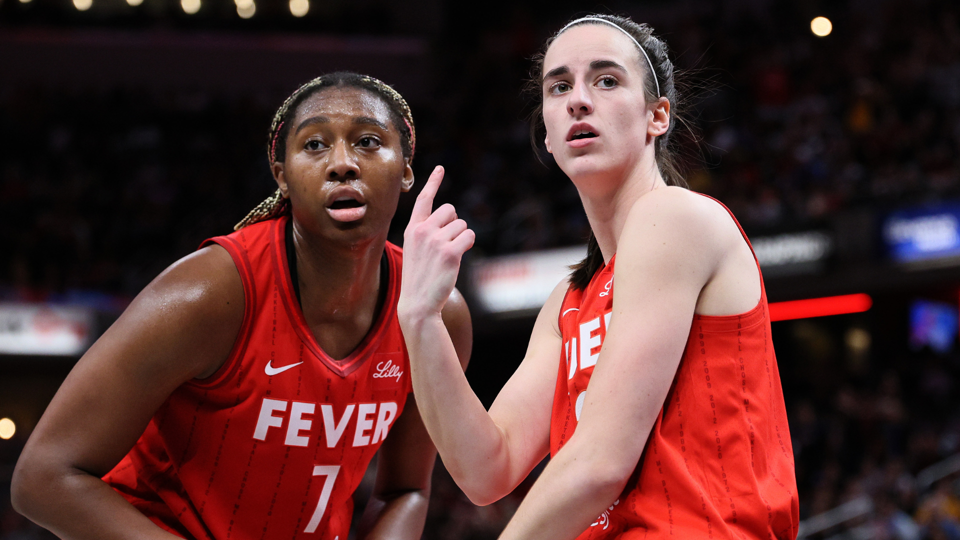 Aliyah Boston and Caitlin Clark