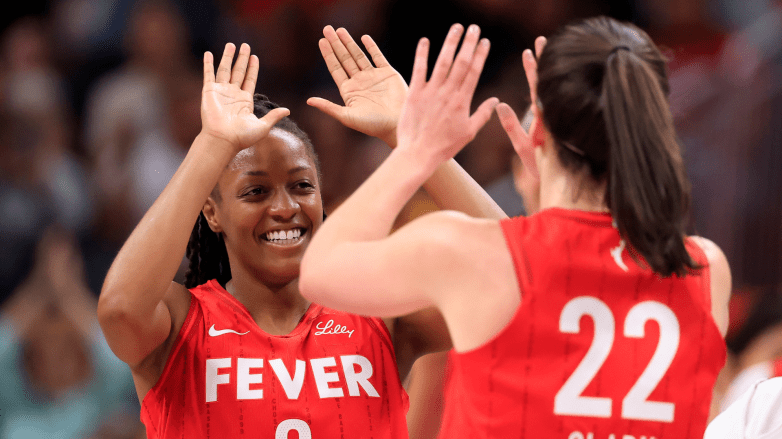 Kelsey Mitchell and Caitlin Clark
