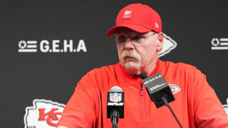 Head coach Andy Reid of the Kansas City Chiefs speaks to the media after the game against the Las Vegas Raiders at Allegiant Stadium on January 04, 2026 in Las Vegas, Nevada
