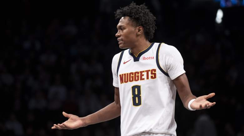 Denver Nuggets restricted free agent Peyton Watson reacts during an NBA game
