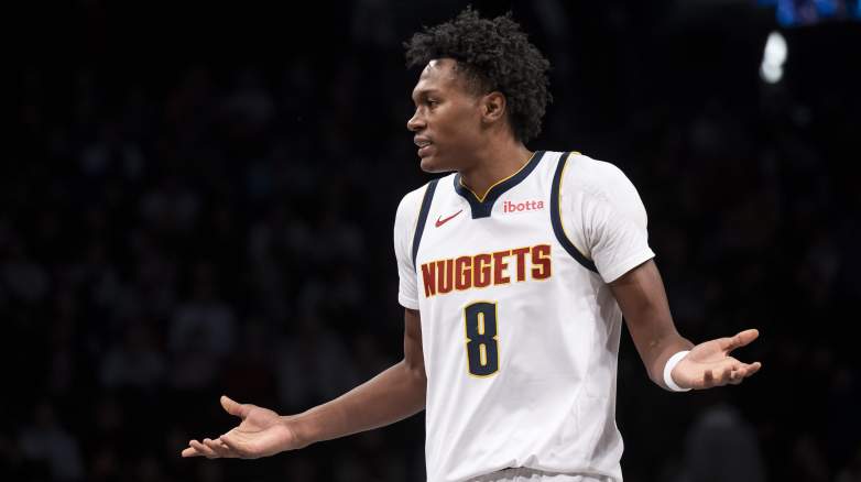Denver Nuggets restricted free agent Peyton Watson reacts during an NBA game