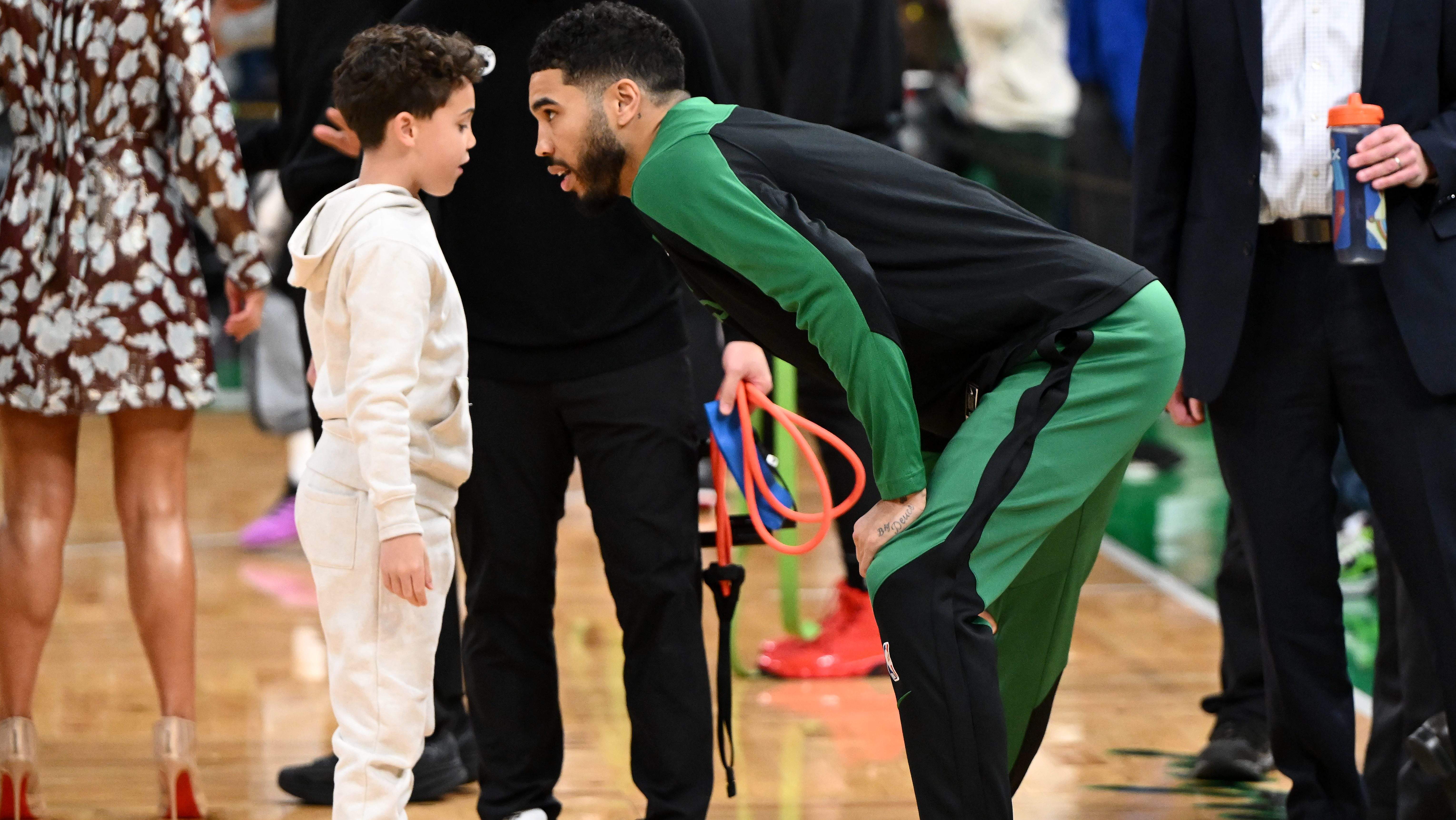 Jayson Tatum reveals Deuce’s school-night rule: stay sharp, sleep early.