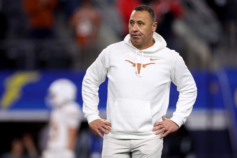 Steve Sarkisian looks on during game.