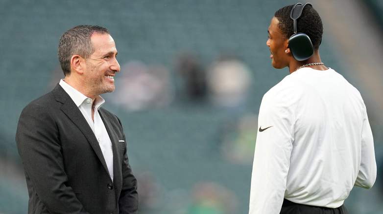 Howie Roseman and DeVonta Smith