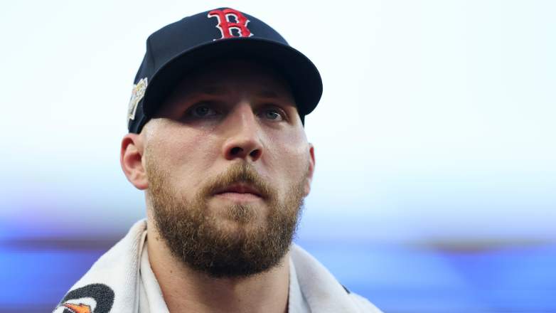 Garrett Crochet #35 of the Boston Red Sox looks on ahead of game one of the American League Wild Card Series against the New York Yankees at Yankee Stadium on September 30, 2025 in the Bronx borough of New York City.