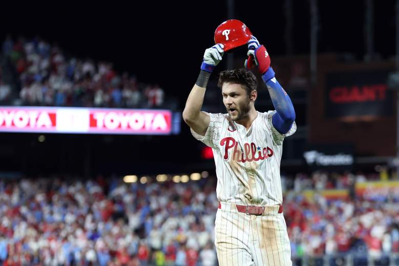 Trea Turner reacts on the field.