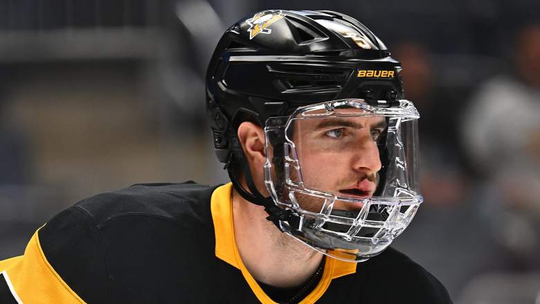 Ryan Shea #5 of the Pittsburgh Penguins looks on in the third period against the Colorado Avalanche at PPG PAINTS Arena on March 24, 2026 in Pittsburgh, Pennsylvania.