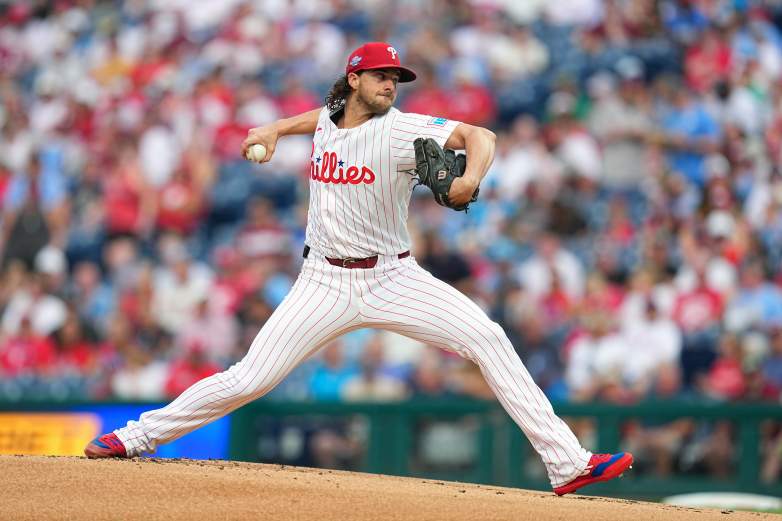 Philadelphia Phillies catcher J.T. Realmuto is sitting against the Kansas City Royals with Aaron Nola on the hill.