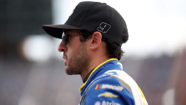 Chase Elliott waits on the starting grid before the NASCAR Cup Series race at Chicagoland Speedway.