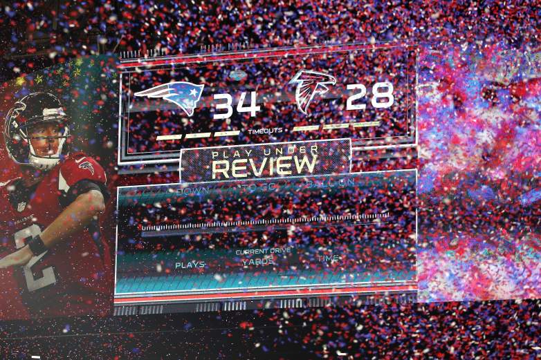 Confetti falls after the Patriots defeat the Falcons 34-28 in ovetime during Super Bowl 51 at NRG Stadium on February 5, 2017 in Houston, Texas.