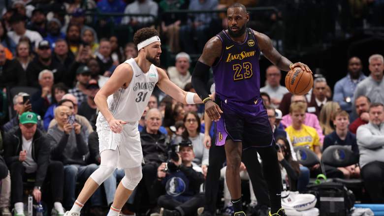 Dallas Mavericks guard Klay Thompson and Los Angeles Lakers forward LeBron James