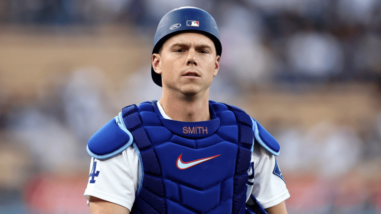 Will Smith #16 of the Los Angeles Dodgers looks on before the game against the Chicago Cubs at Dodger Stadium on April 24, 2026 in Los Angeles, California. (Photo by Luke Hales/Getty Images)