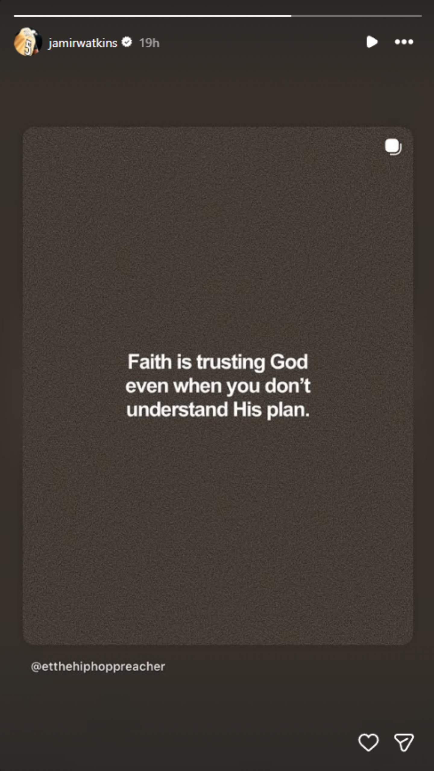 Jamir Watkins IG Story