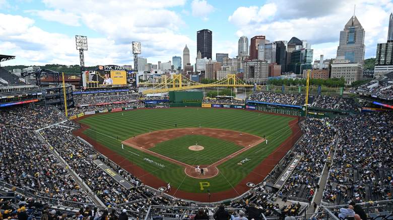 A general view of the field in the fifth inning during the game between the Pittsburgh Pirates and the Milwaukee Brewers at PNC Park.