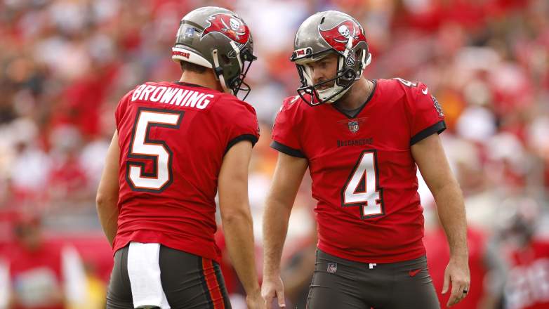 Former Tampa Bay Buccaneers punter Jack Browning and kicker Chase McLaughlin