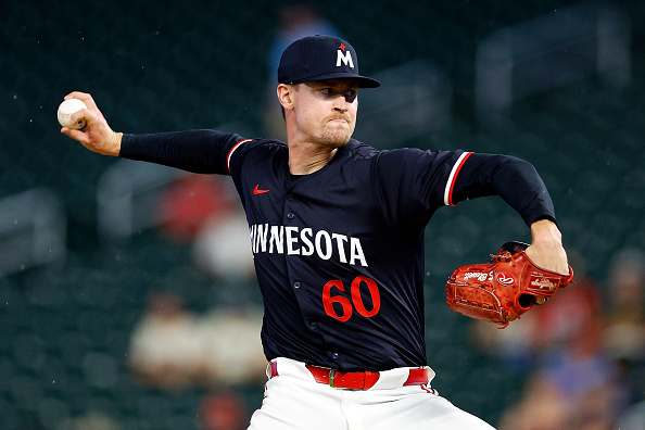 MINNEAPOLIS, MINNESOTA - AUGUST 26: Scott Blewett #60 of the Minnesota Twins pitches against the Atlanta Braves in the third inning at Target Field on August 26, 2024 in Minneapolis, Minnesota. The Braves defeated the Twins 10-6. (Photo by David Berding/Getty Images)