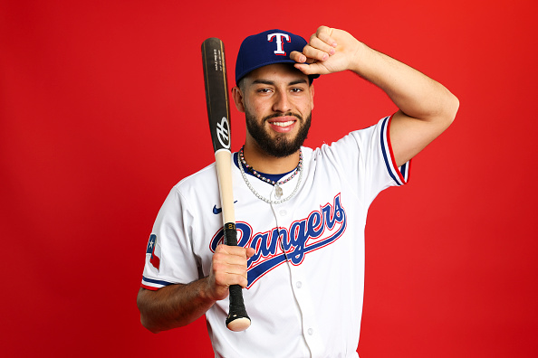 SURPRISE, ARIZONA - FEBRUARY 19: Jonathan Ornelas of the Texas Rangers poses for a portrait during photo day at Surprise Stadium on February 19, 2025 in Surprise, Arizona. (Photo by Emilee Chinn/Getty Images)