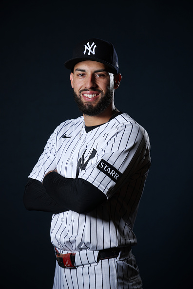TAMPA, FLORIDA - FEBRUARY 17: Jonathan Ornelas #64 of the New York Yankees poses for a photo during New York Yankees Photo Day at George M. Steinbrenner Field on February 17, 2026 in Tampa, Florida. (Photo by Chris Graythen/Getty Images)