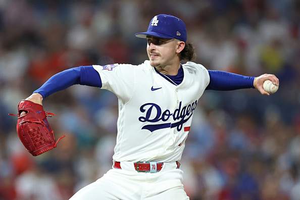 PHILADELPHIA, PENNSYLVANIA - JULY 14: Justin Wrobleski #70 of the Los Angeles Dodgers throws a pitch during the eighth inning of the 2026 MLB All-Star Game at Citizens Bank Park on July 14, 2026 in Philadelphia, Pennsylvania. (Photo by Al Bello/Getty Images)