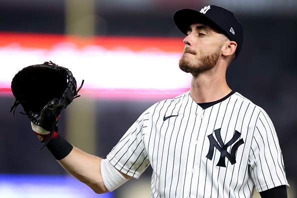 NEW YORK, NEW YORK - JULY 17: Cody Bellinger #35 of the New York Yankees looks on during the ninth inning against the Los Angeles Dodgers at Yankee Stadium on July 17, 2026 in New York City. (Photo by Caleb Bowlin/Getty Images)