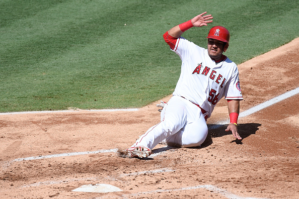 ANAHEIM, CA - OCTOBER 02: Carlos Perez #58 of the Los Angeles Angels of Anaheim scores in the second inning against the Houston Astros at Angel Stadium of Anaheim on October 2, 2016 in Anaheim, California. (Photo by Lisa Blumenfeld/Getty Images)