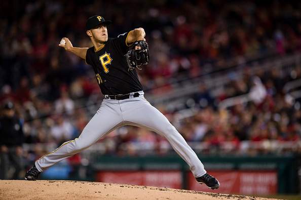 WASHINGTON, DC - SEPTEMBER 30: Starting pitcher Jameson Taillon #50 of the Pittsburgh Pirates pitches in the second inning against the Washington Nationals at Nationals Park on September 30, 2017 in Washington, DC. (Photo by Patrick McDermott/Getty Images)