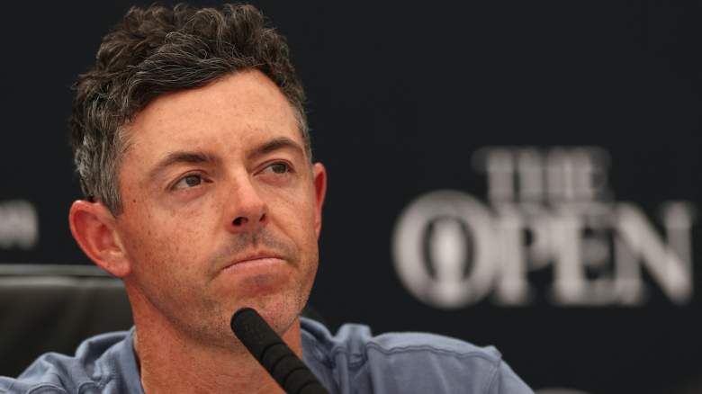 Northern Ireland's Rory McIlroy attends a press conference.