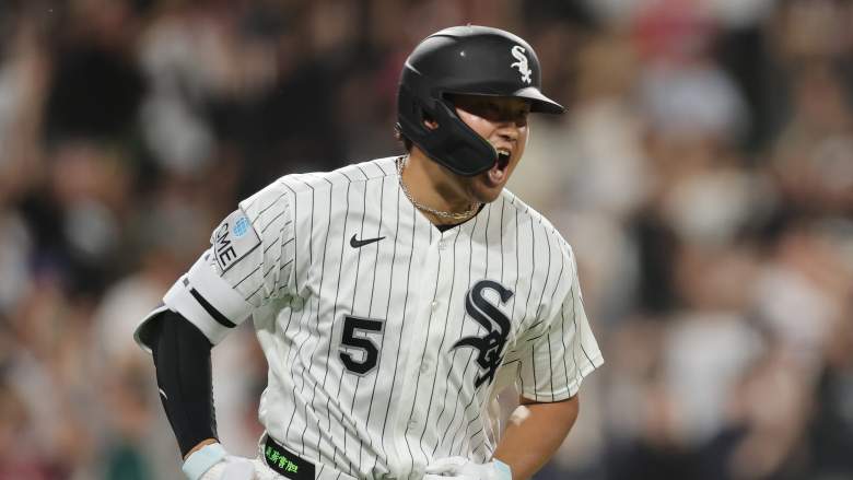 Chicago White Sox first baseman Munetaka Murakami homers against the Minnesota Twins at Rate Field.