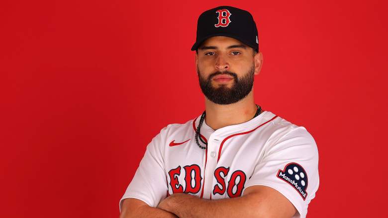 Boston Red Sox left-hander Patrick Sandoval poses for a photo on media day in 2025.
