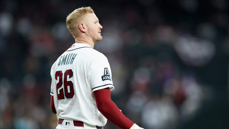 Arizona Diamondbacks infielder Pavin Smith reacts after striking out against the Milwaukee Brewers at Chase Field.