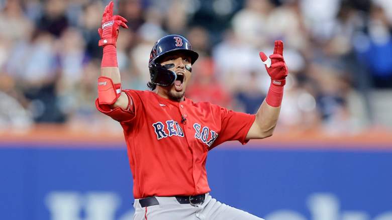 Anthony Seigler #48 of the Boston Red Sox reacts